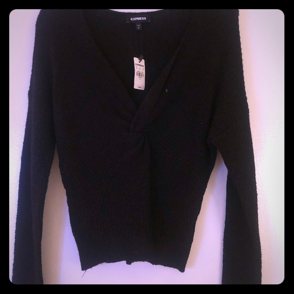 Black V Neck crisscross sweater